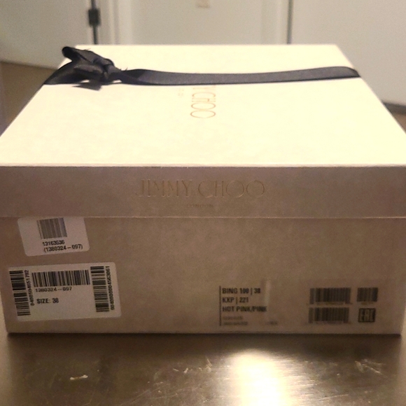 Jimmy Choo Bing 100 Hot Pink Plexi & Crystal Embellished Mules size 38 - Picture 5 of 5